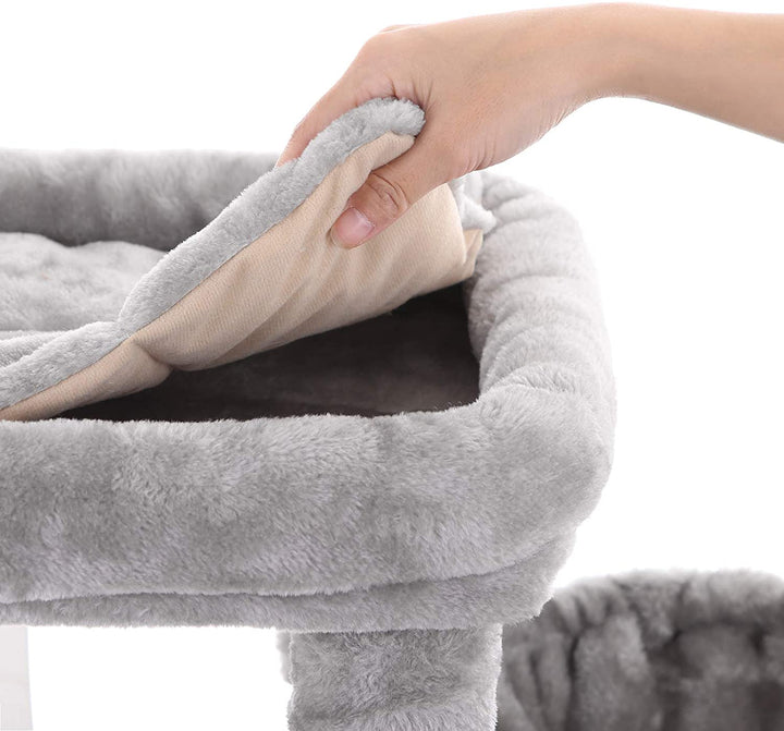 Kattetræ / kradsetræ med huler og liggepladser, Højde 120 cm, lysegrå