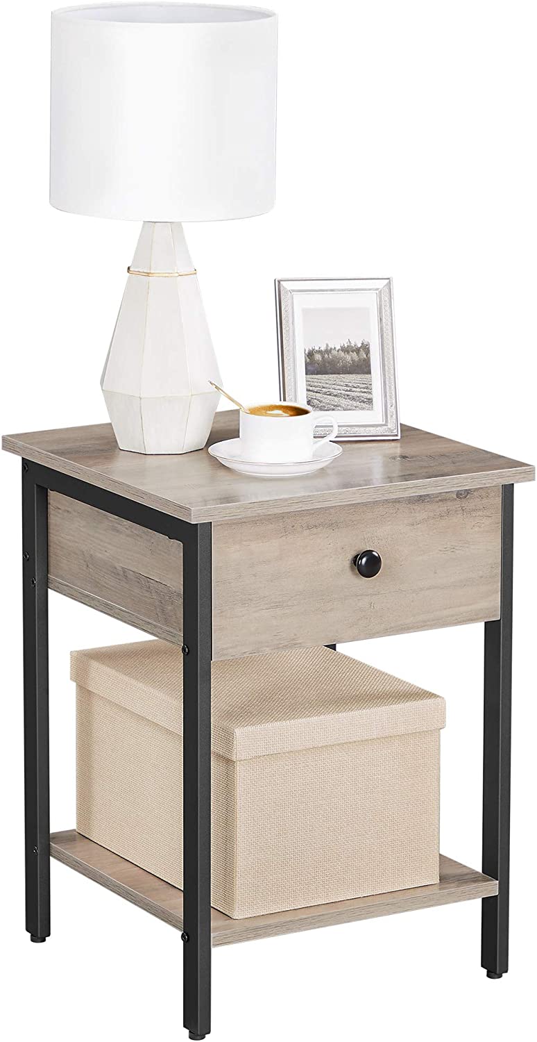 Enkelt sidebord / natbord, 40 x 40 x 55 cm, grå