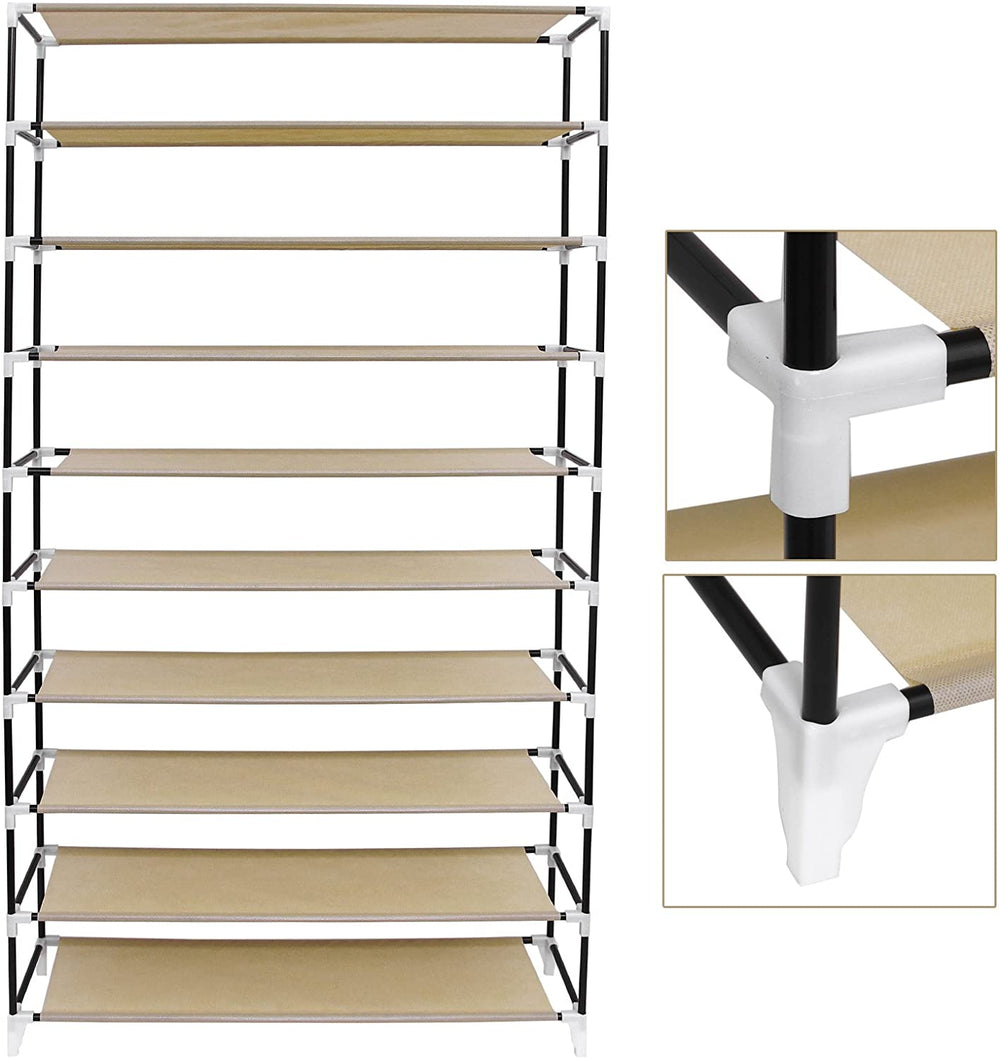Skoholder med 10 niveauer, med støvtæt omslag, skoskab, skoopbevaring, skoarrangør, for op til 40 par sko, - Lammeuld.dk