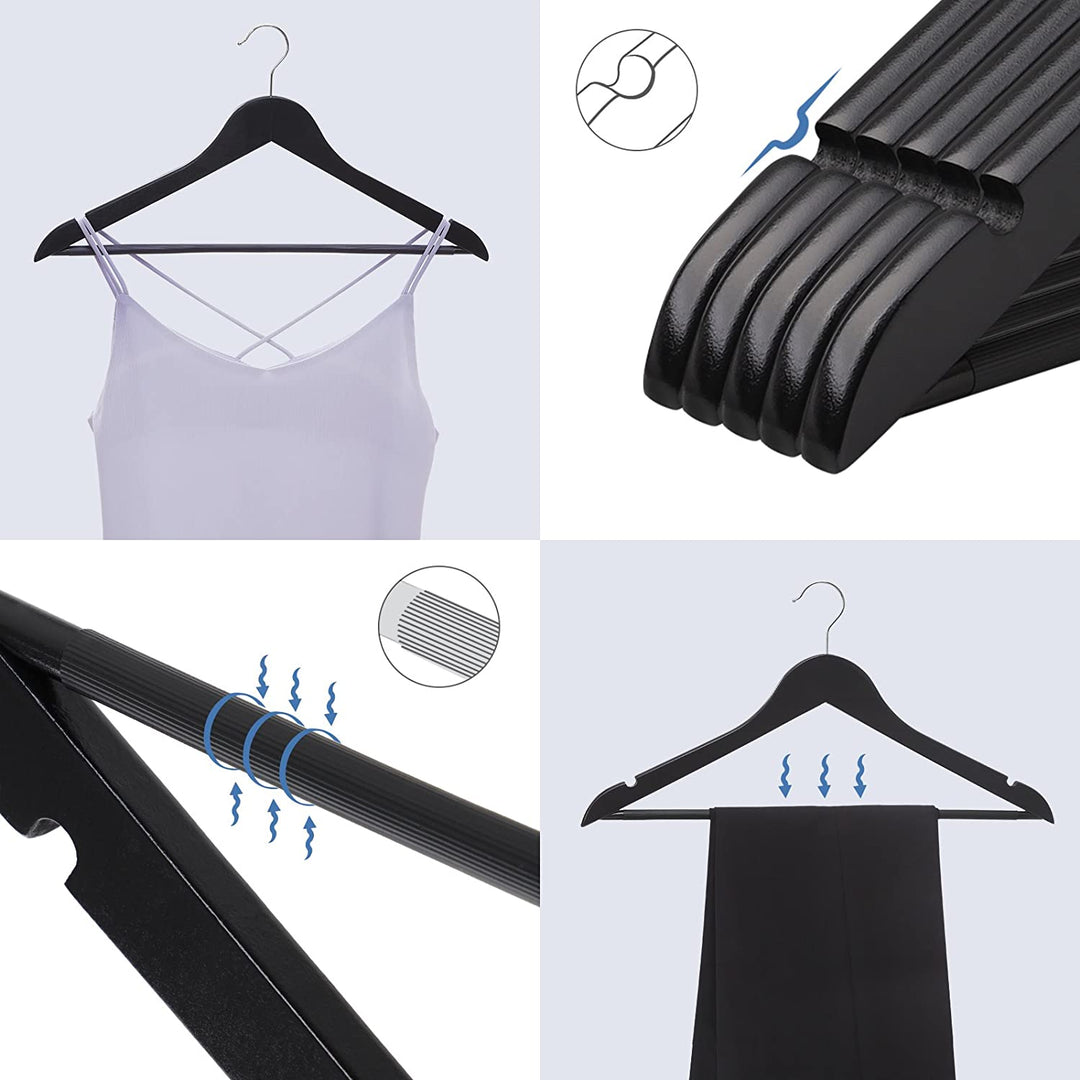 10 styks træbøjler, ahorntræ, sort