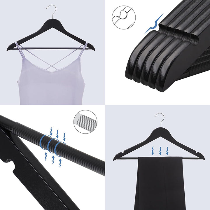 10 styks træbøjler, ahorntræ, sort