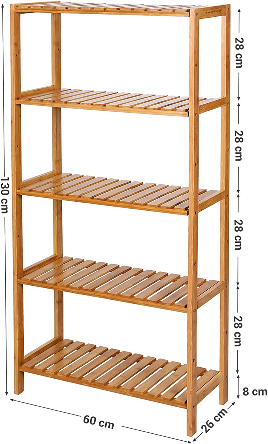 Reol i bambus, 60 x 26 x 130 cm