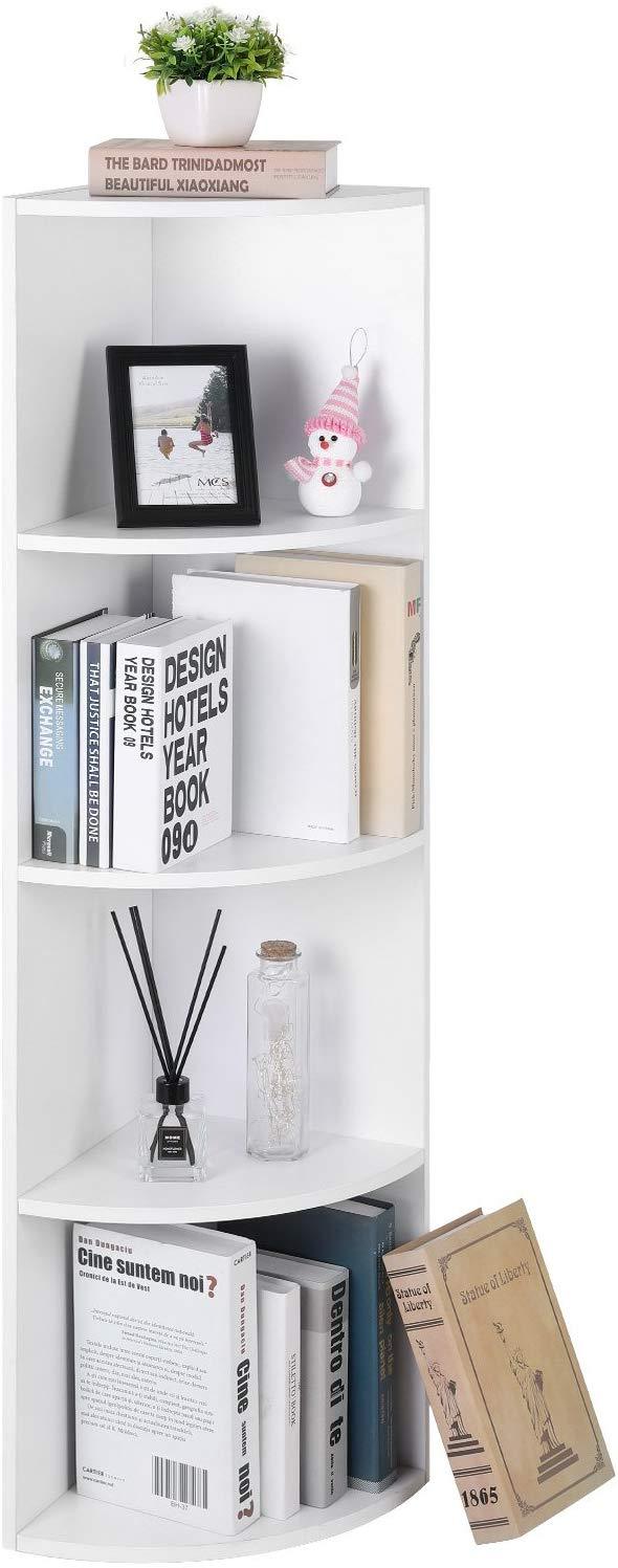Smart hjørnereol med 4 hylder, hvid - Lammeuld.dk