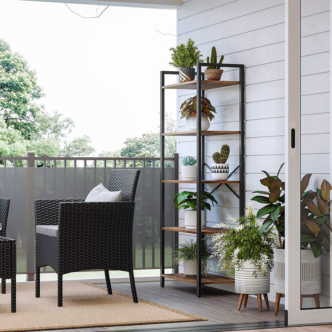 Reol med 5 hylder, 66 x 30 x 153 cm, brun