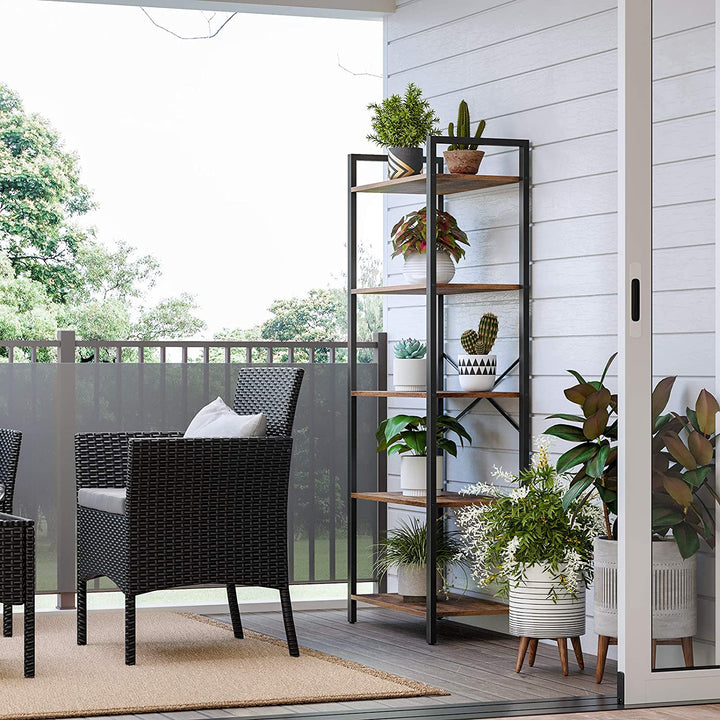 Reol med 5 hylder, 66 x 30 x 153 cm, brun