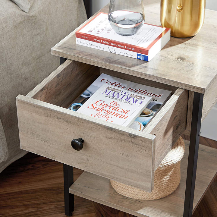 Enkelt sidebord / natbord, 40 x 40 x 55 cm, grå