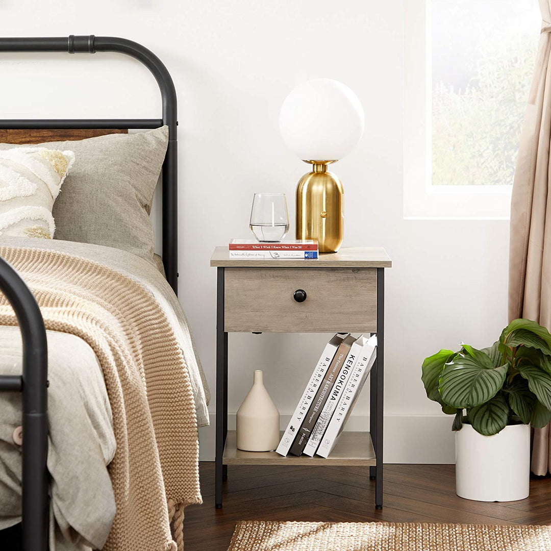 Enkelt sidebord / natbord, 40 x 40 x 55 cm, grå