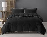 Ball Fringe sengesæt, sort 140 x 220 cm