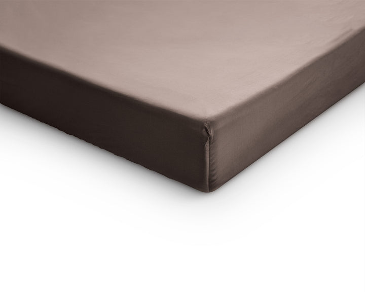 Lagen i satin til topmadras, taupe 90 x 200 cm