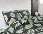 Mørk botanisk sengesæt, antracit 240 x 220