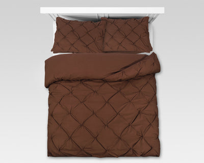 Kvadrat-mønstret sengesæt, brun 240 x 220 cm