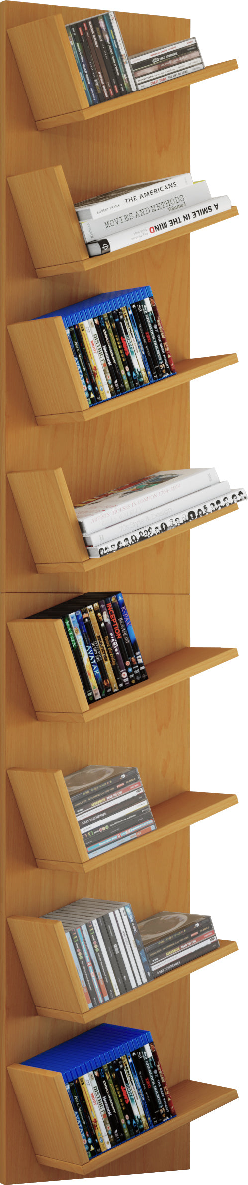 Stilfuld opbevaring til CD'er, DVD'er og samlerskatte (H. 180 cm x B. 33 cm x D. 16 cm)