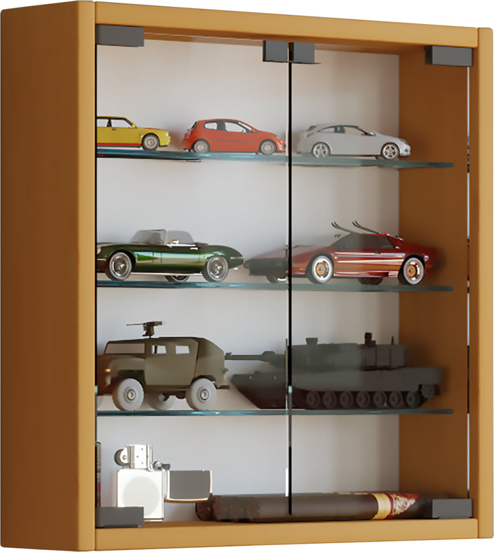 Vægvitrineskab med ESG sikkerhedsglas, naturfarvet bøg