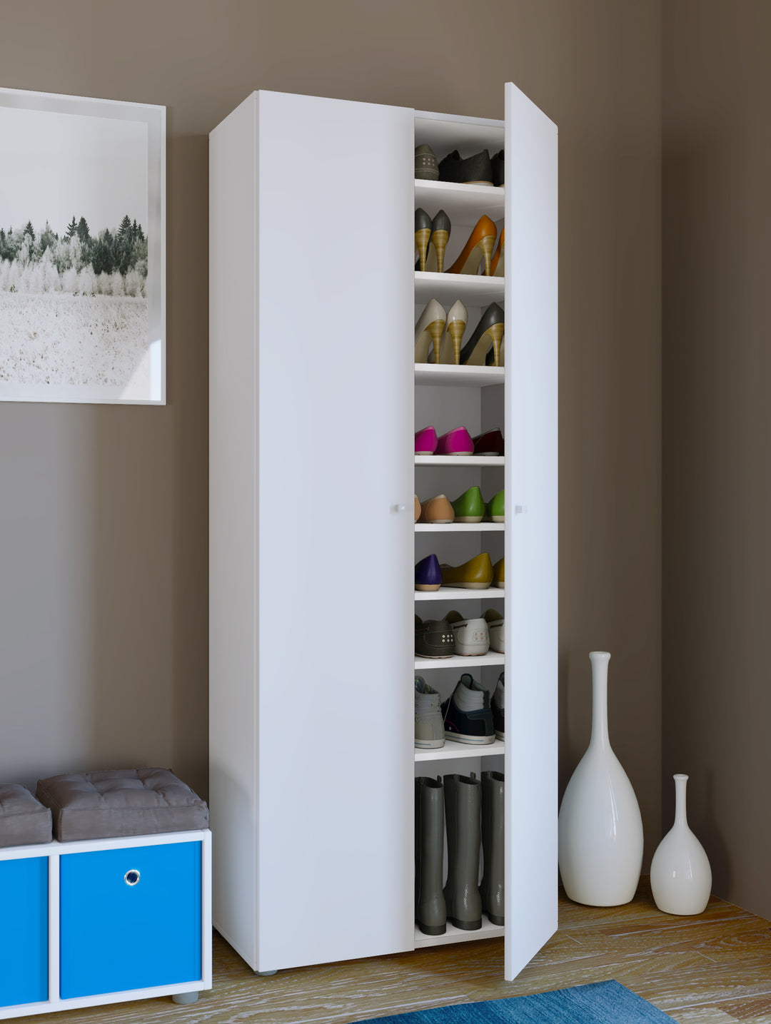 Skoskab "Vandol I" Med Låger Og 9 Hylder