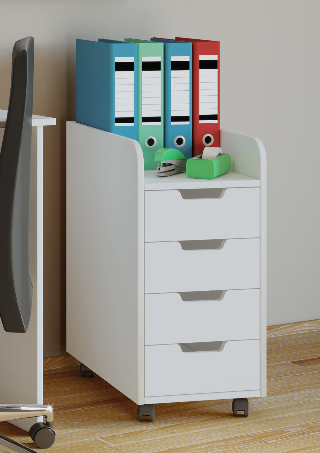 Mobil Piedestal kommode med hjul, hvid