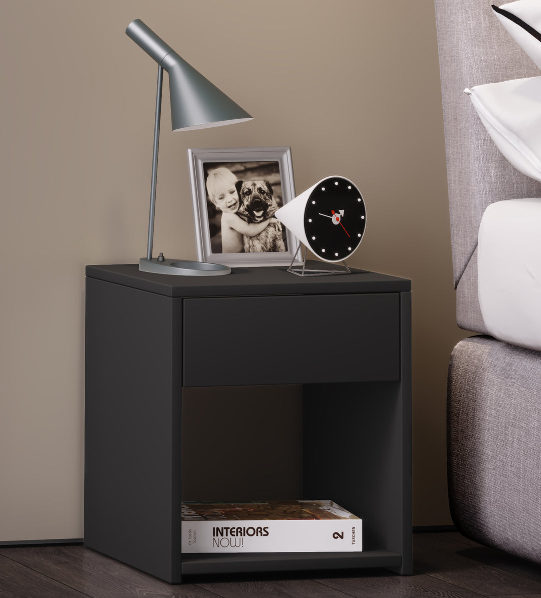 Mini sidebord / natbord, 40x35x35 cm, sort