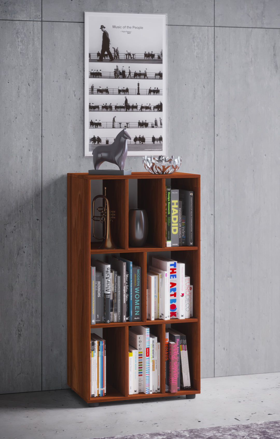 Reol "Wotino", 115 x 60 x 34 cm, farve: valnød brun