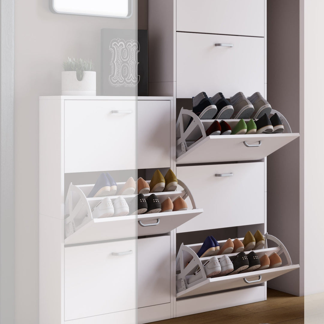 Højt skoskab i enkel og moderne stil, 170x59x22 cm, hvid