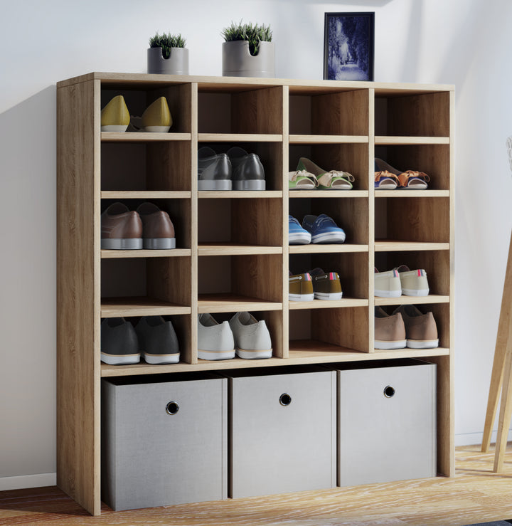 Rummelig skoreol, 92 x 99 x 33 cm, naturfarvet