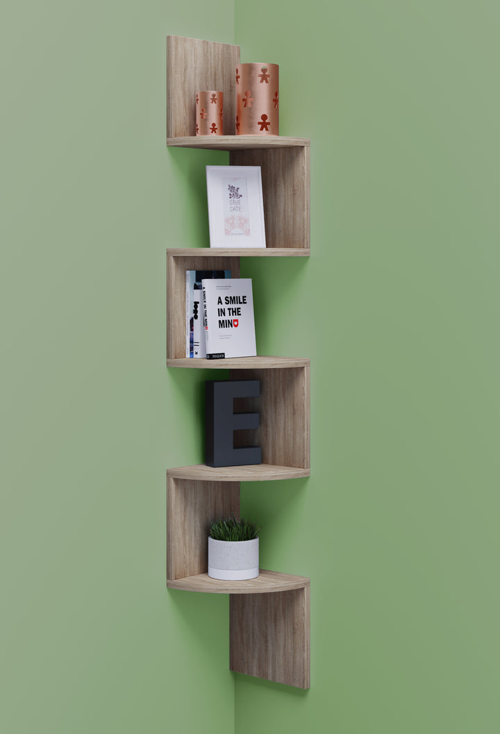 Hjørnereol, 123 x 20 x 20 cm, naturfarvet