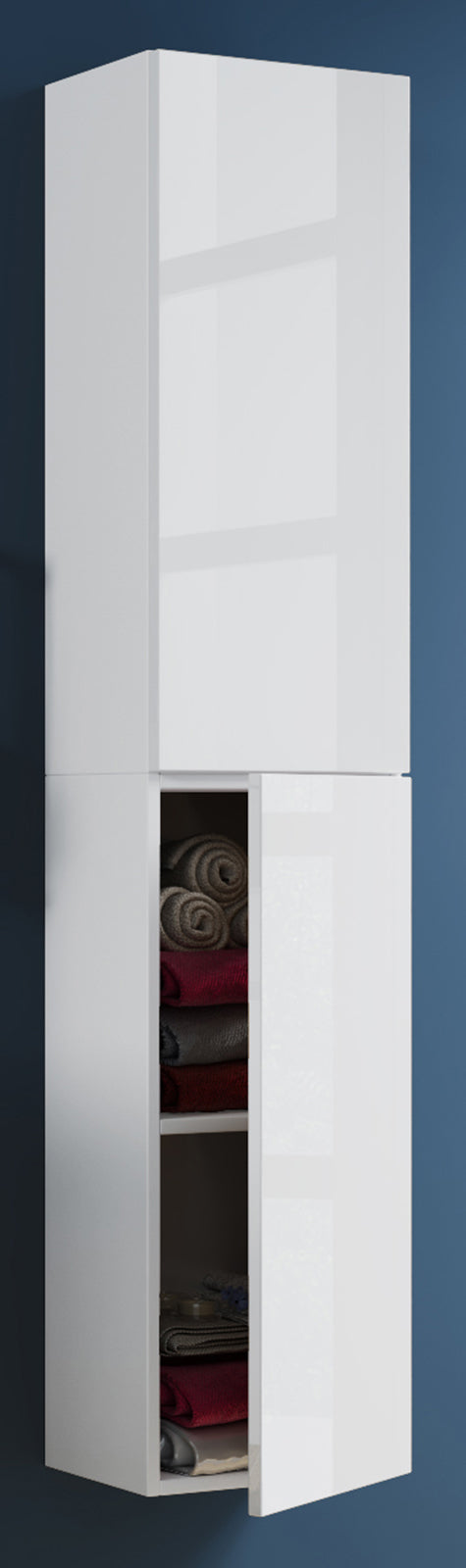 Moderne højskab med push-to-open funktion, hvid