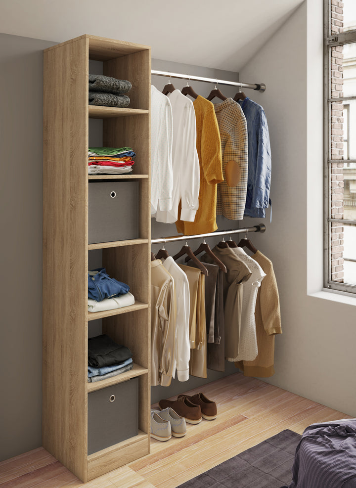 Dacho tøjreol: Pladsmirakel med stilfuld opbevaring, 38 x 194 x 40 cm, naturfarvet