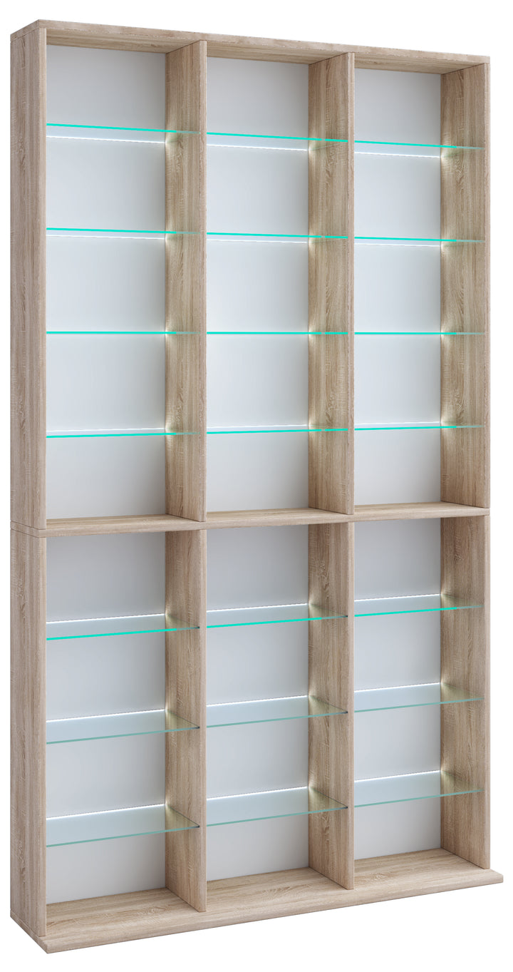 Reol med glashylder "Zilas Maxi", 181 x 102 x 18 cm, farve: sonoma eg naturfarvet