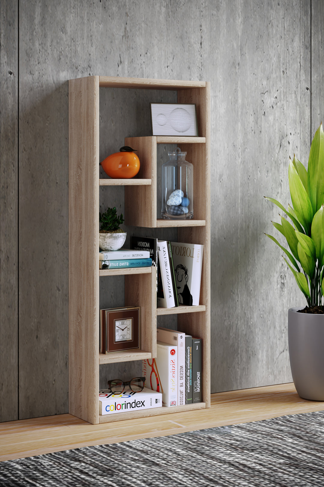 Reol "Vilo", 92 x 36 x 15 cm, farve; eg honning-brun naturfarvet