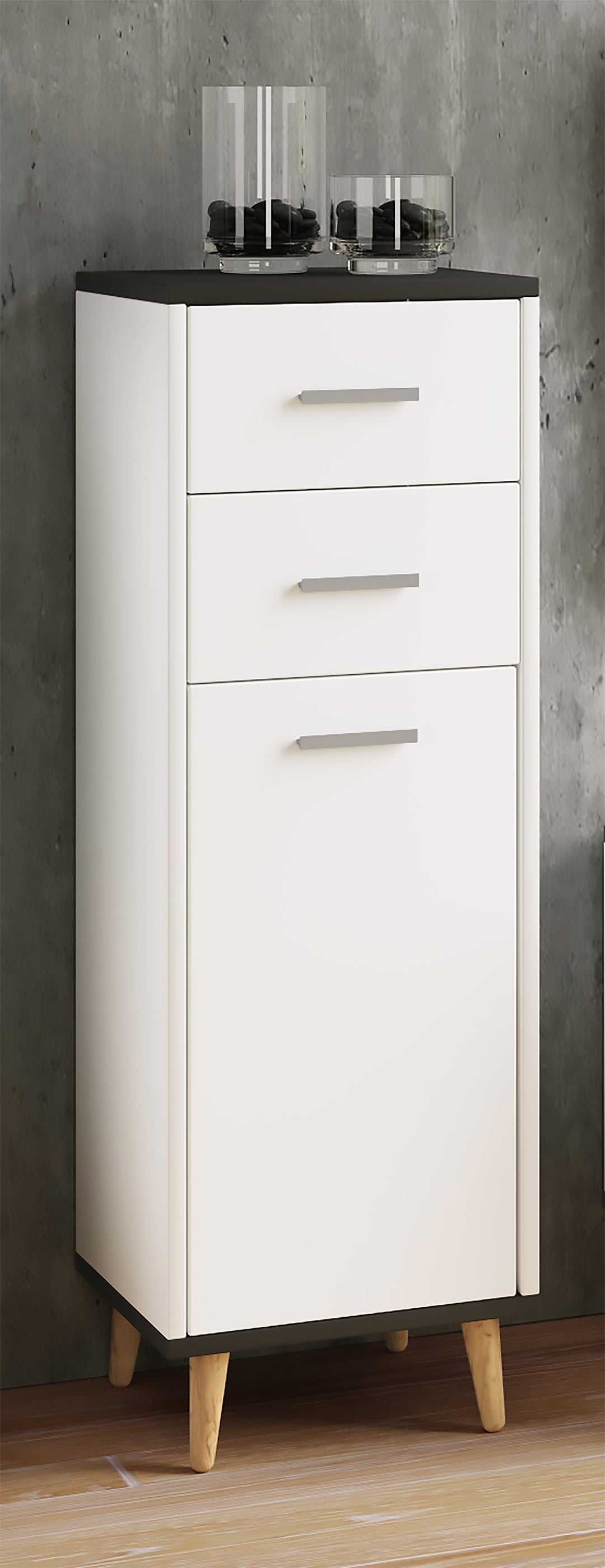 Kommode, H. 97 x B. 32 x D. 28 cm, hvid