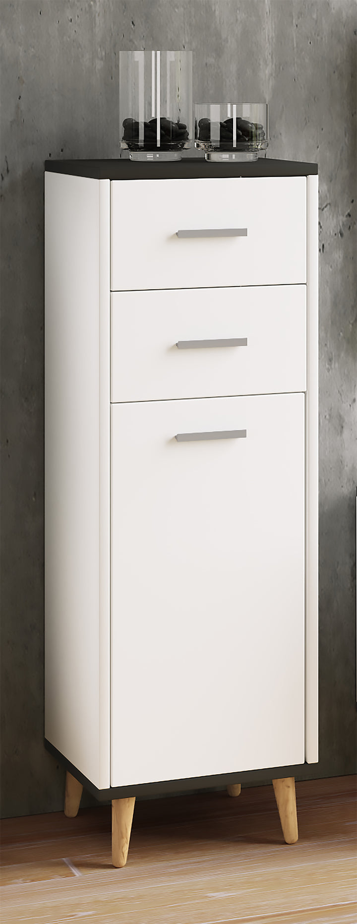 Kommode, H. 97 x B. 32 x D. 28 cm, hvid