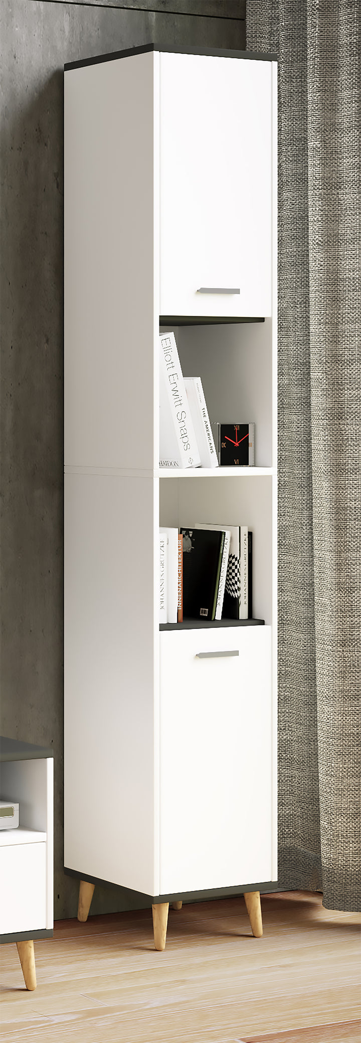 Badeværelsesskab, 181 x 32 x 28 cm, hvid