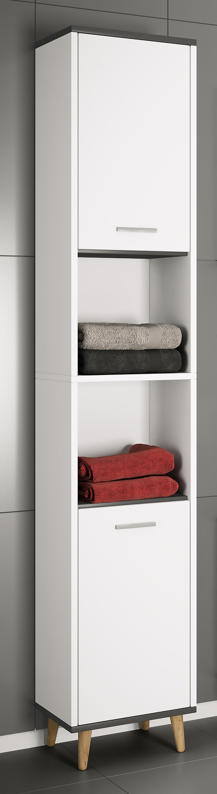 Badeværelsesskab, 181 x 32 x 28 cm, hvid