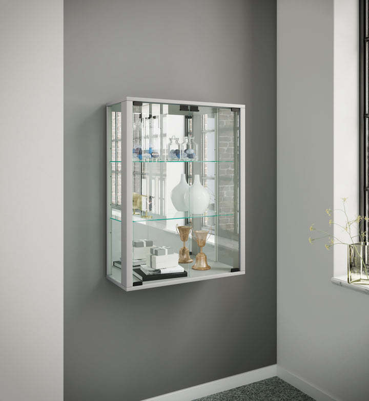Væg Vitrineskab "Udina" Med Spejl | Inkl. Led Lys