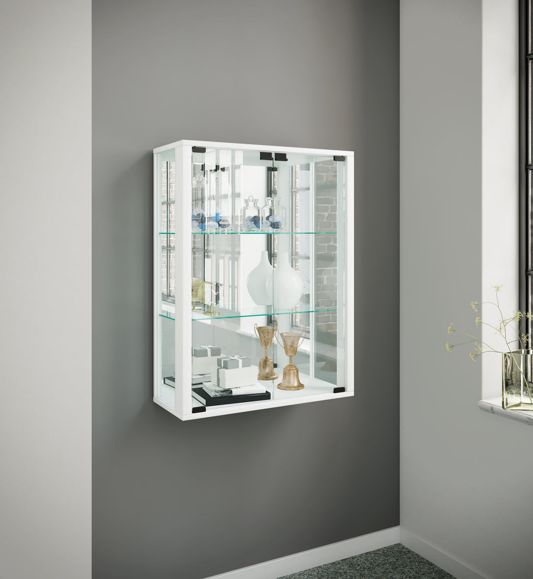 Vægmontre med spejl, hvid