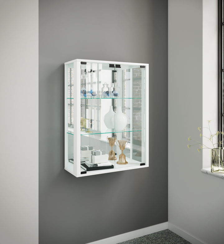 Vægmontre med spejl, hvid