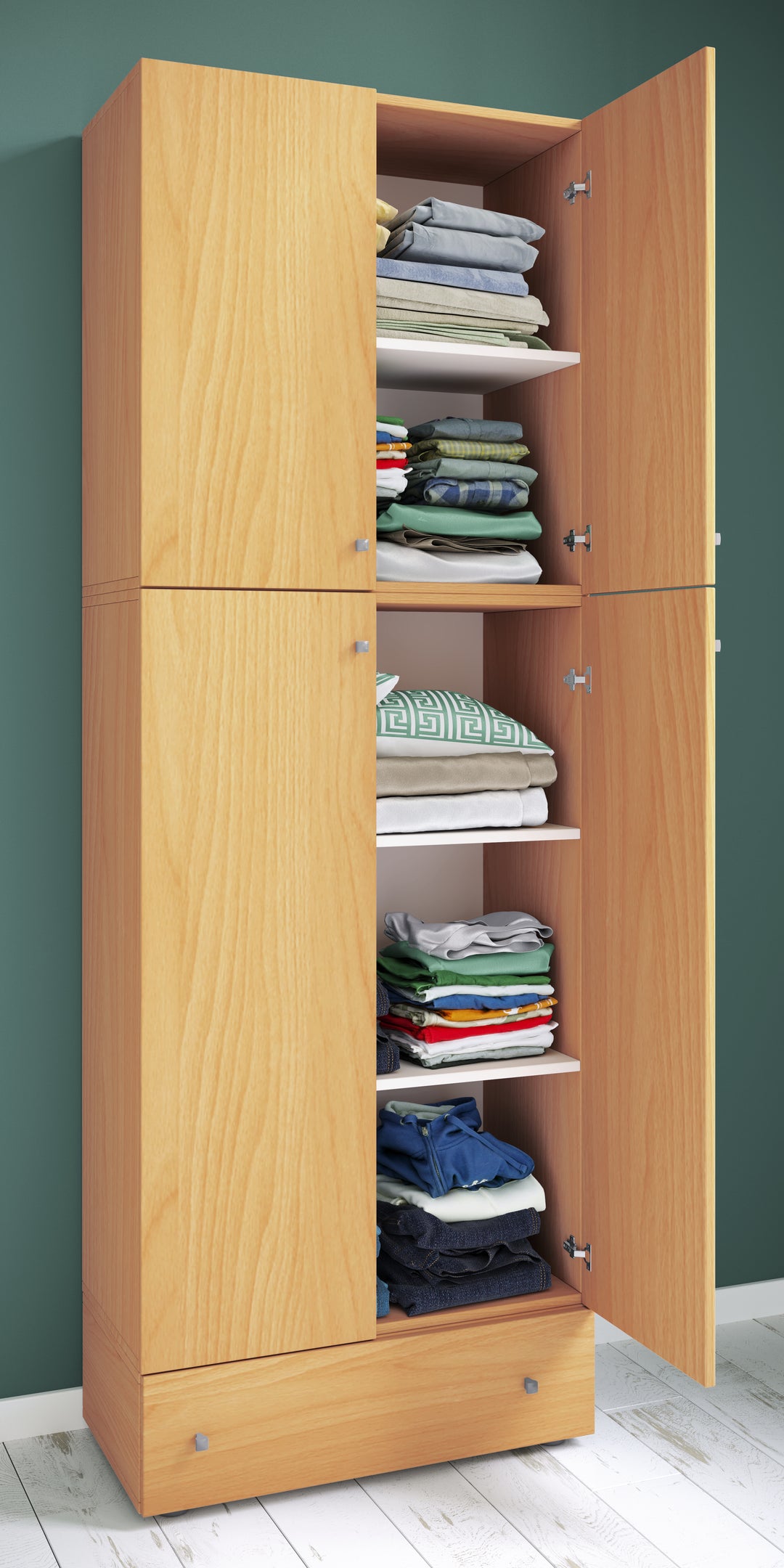 Garderobe "Lona Xxl" Med Skuffe, 200 x 70 x 39 cm, farve: bøg