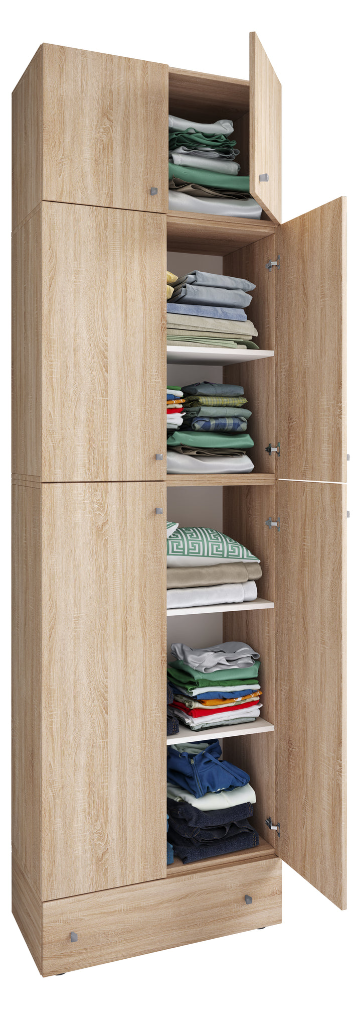 Garderobeskab "Lona Xxl" Med Top Og Skuffe, 240 x 70 x 39 cm, farve: sonoma eg