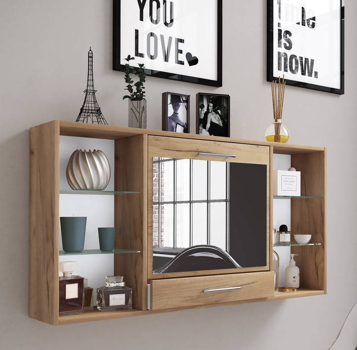 Pladsbesparende sminkebord til vægophæng, 60 x 115 x 20 cm, naturfarvet