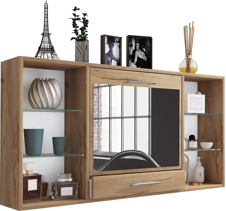 Pladsbesparende sminkebord til vægophæng, 60 x 115 x 20 cm, naturfarvet