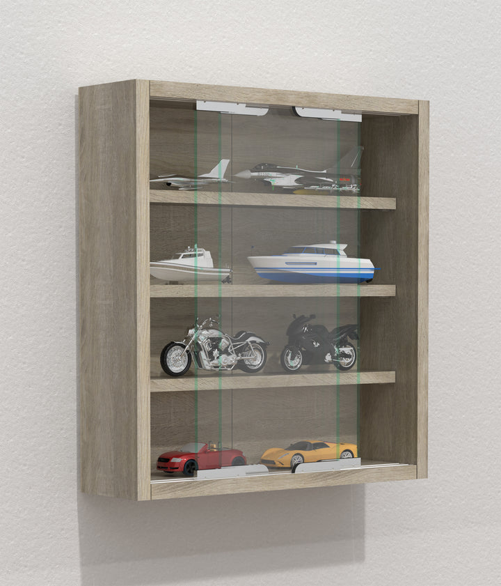 Vitrineskab, h. 40 x b. 37 x d. 10 cm, naturfarvet