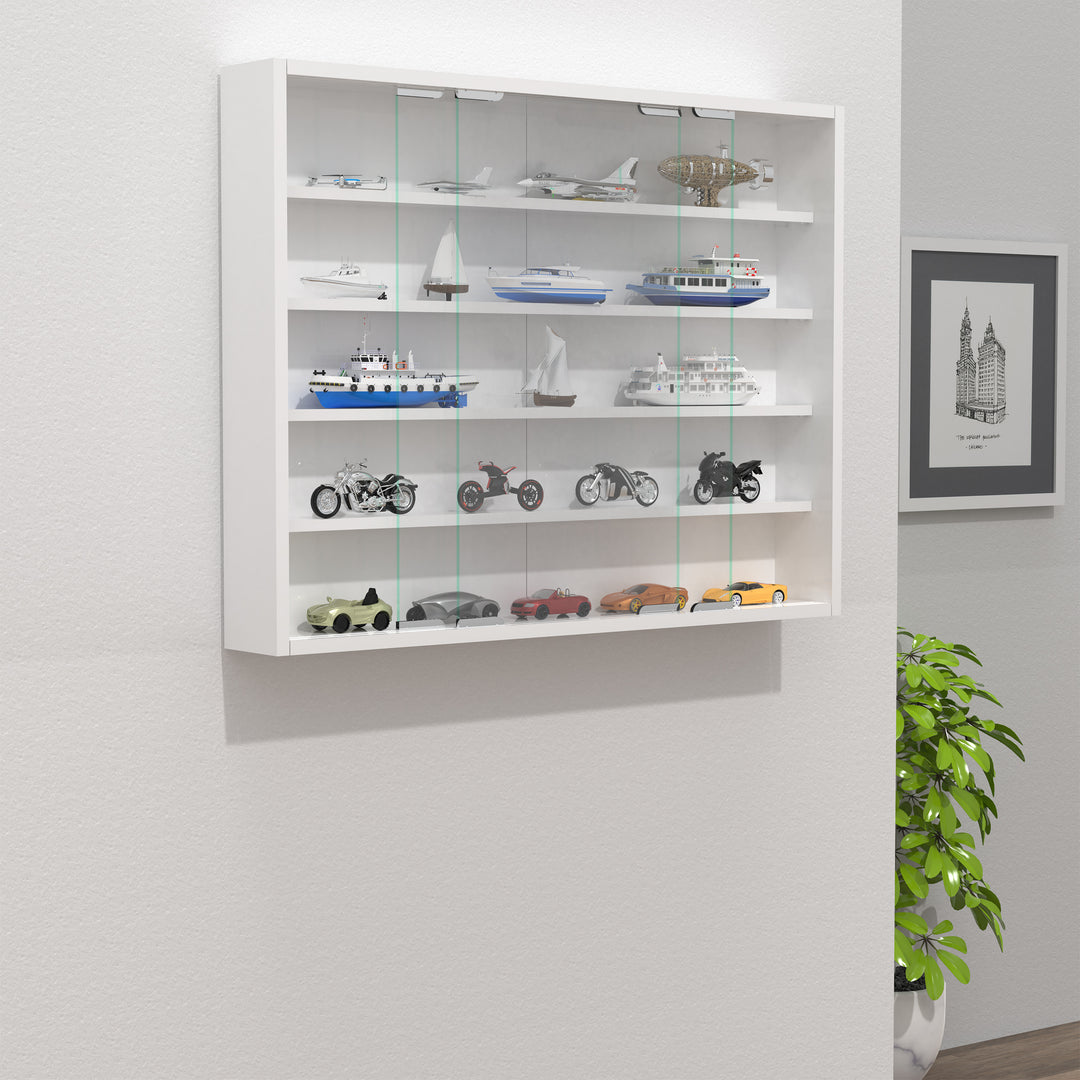 Vitrineskab i glas, 60 x 77 x 10 cm, hvid