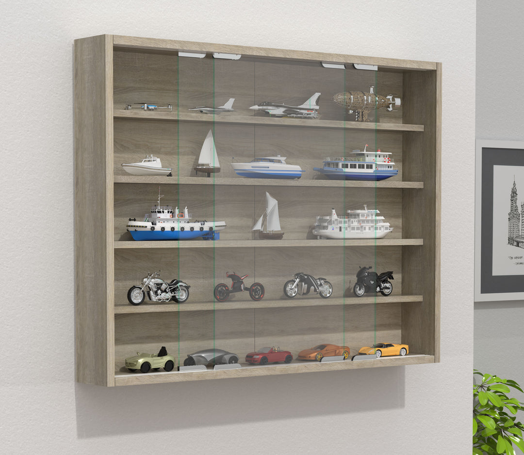 Vitrineskab, h. 60 x b. 77 x d. 10 cm, naturfarvet