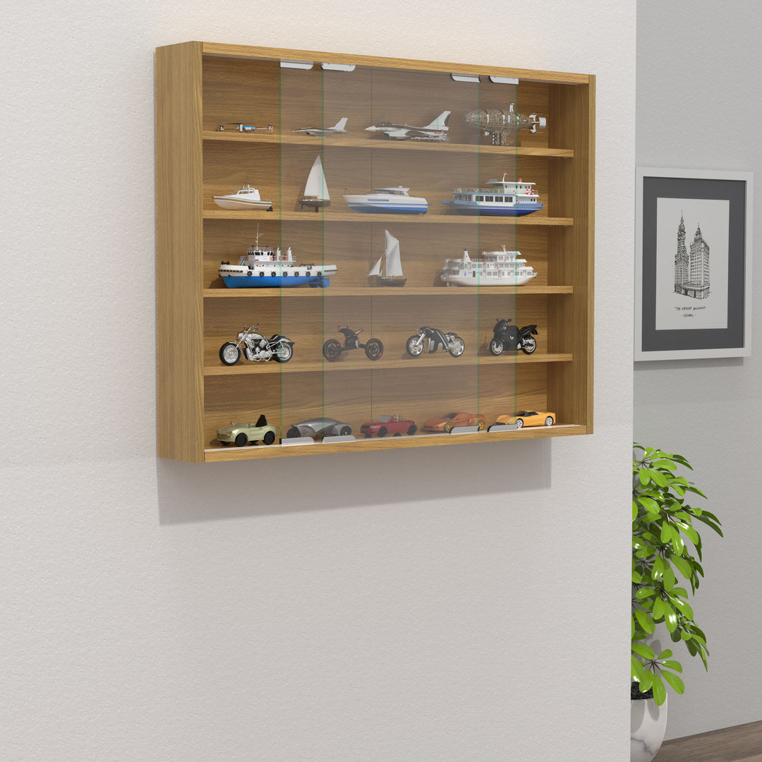 Vitrineskab, h. 60 x b. 77 x d. 10 cm, naturfarvet