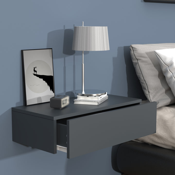 Vægbord / natbord / sengebord, h. 15 x b. 60 x d. 30 cm, antracit