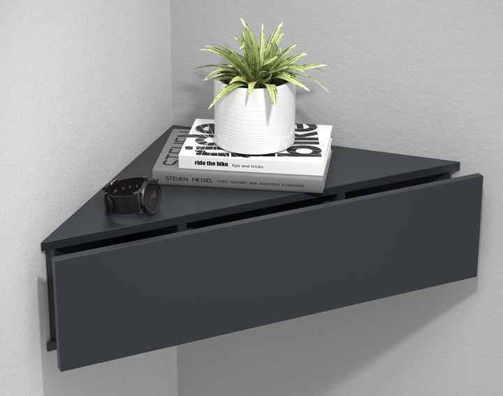 Vægbord til hjørne, 15 x 60 x 43 cm, antracit