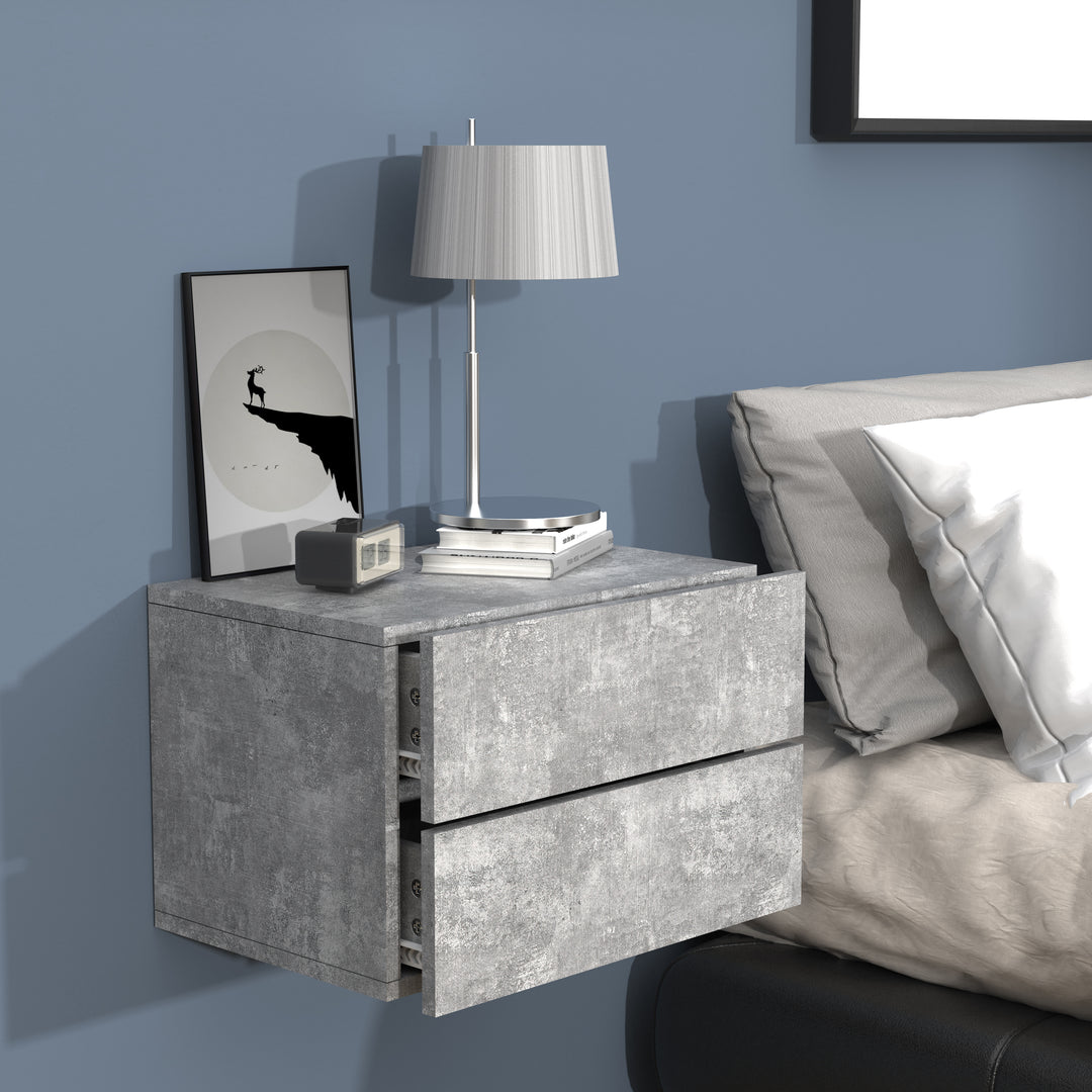 Vægbord / natbord / sengebord, h. 30 x b. 45 x d. 32 cm, betongrå
