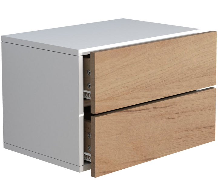 Natbord / sengebord "Usal", 30 x 45 x 32 cm, naturfarvet og hvid