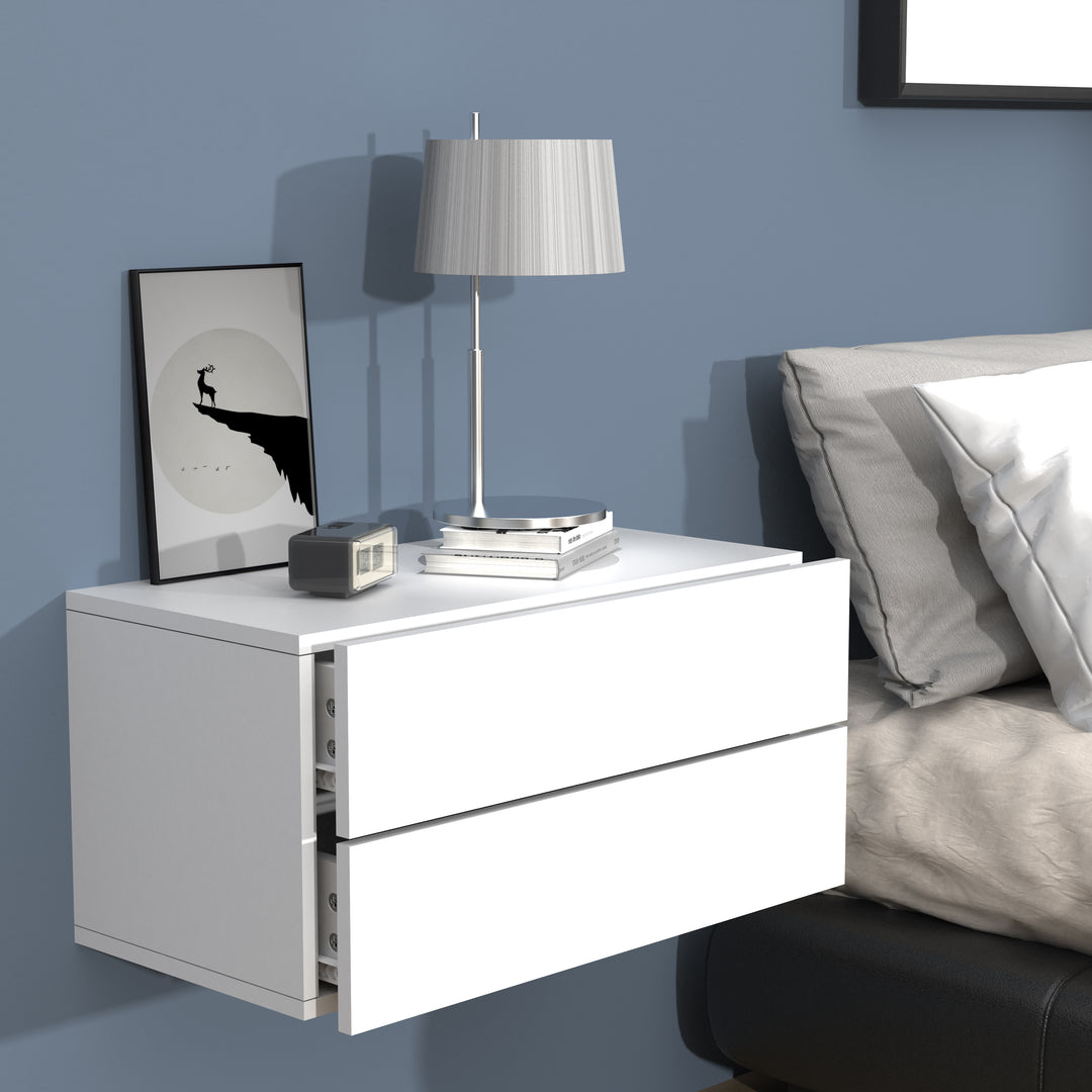 Vægbord / natbord / sengebord, h. 30 x b. 60 x d. 32 cm, hvid