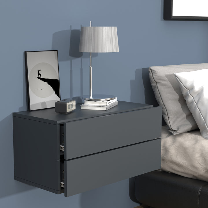 Vægbord / natbord / sengebord, h. 30 x b. 60 x d. 32 cm, antracit