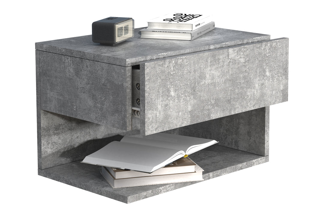 Vægbord / natbord / sengebord, 30x45x32 cm, betongrå